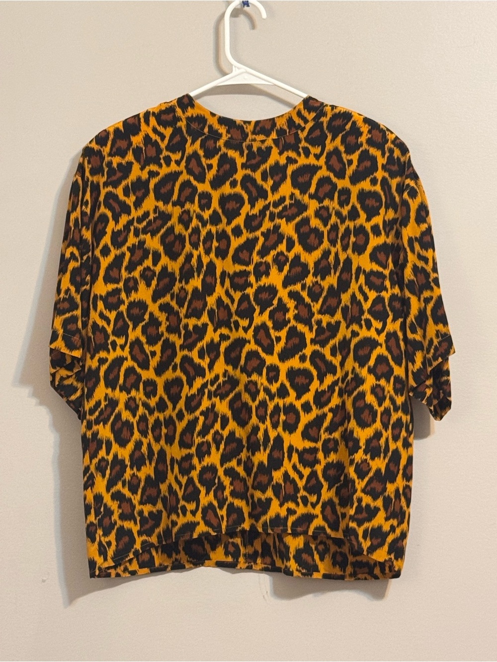 Vintage Adam Douglas 100% Silk Leopard Print Blouse Top Size M